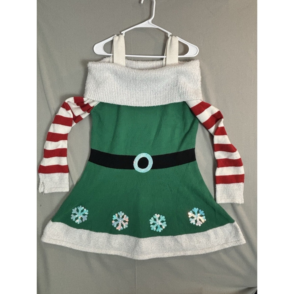 Holiday‎ Time Elf Mrs. Claus Dress Large Cold Shoulder Christmas Party Outfit